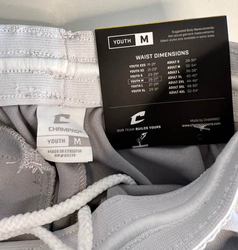 NWT Champro Sports Youth Med Gray Baseball Pants Elastic Drawstring Waistband - 第 6/8 張圖片