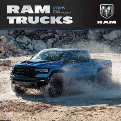 BROWNTROUT Ram Trucks OFFICIAL | 2026 12x24" Square Wall Calendar | Plastic-Free