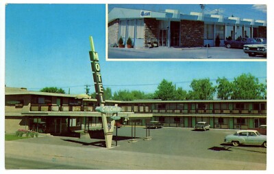 1960s? Chrome - City Center Motel, 4 B's Cafe - Bozeman, Montana