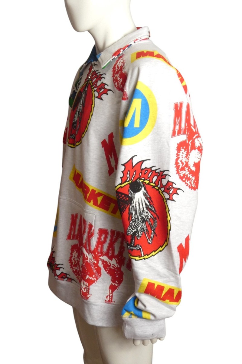 【関税&送料込】Stone  Sweatshirt MARKET- NWT Multi Color Graphic Print Sweat Shirt, Size 2XL