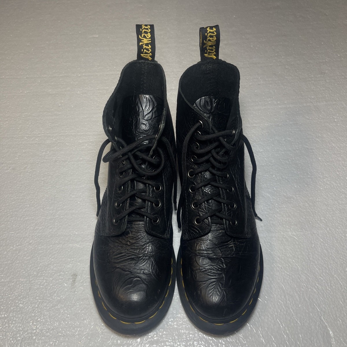 Dr Doc Martens 1460 hole pascal emboss floral ankle black boots