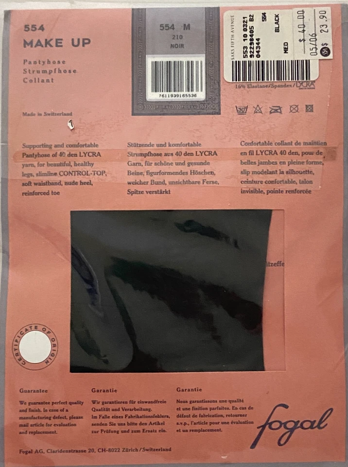 Pantimedias Fogal Maquillaje Mujer Talla M Opacas 40 Denier Noir Negro Control Top Foto 4 de 4