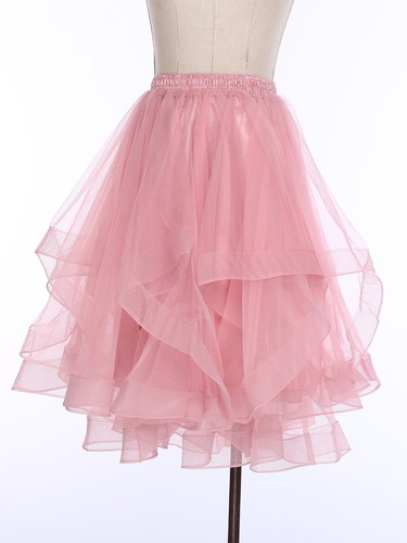 Women Elastic Waistband Irregular Hem Puffy Tulle Skirt Dance Birthday Party - 第 32/55 張圖片