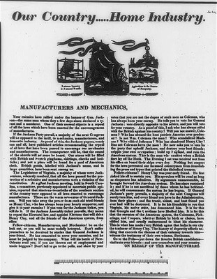 Photo:Our country,home industry,anti-Jackson,tariff,1824