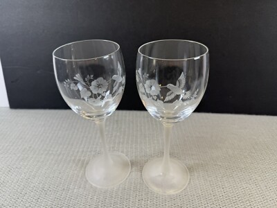 2 Avon Hummingbird 24% Lead Crystal Etched 7 3/8