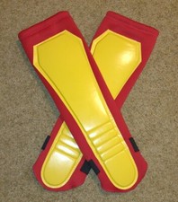 KICKPADS Wrestling Gear Red with Yellow Pad - TRUNKS TIGHTS KNEEPAD