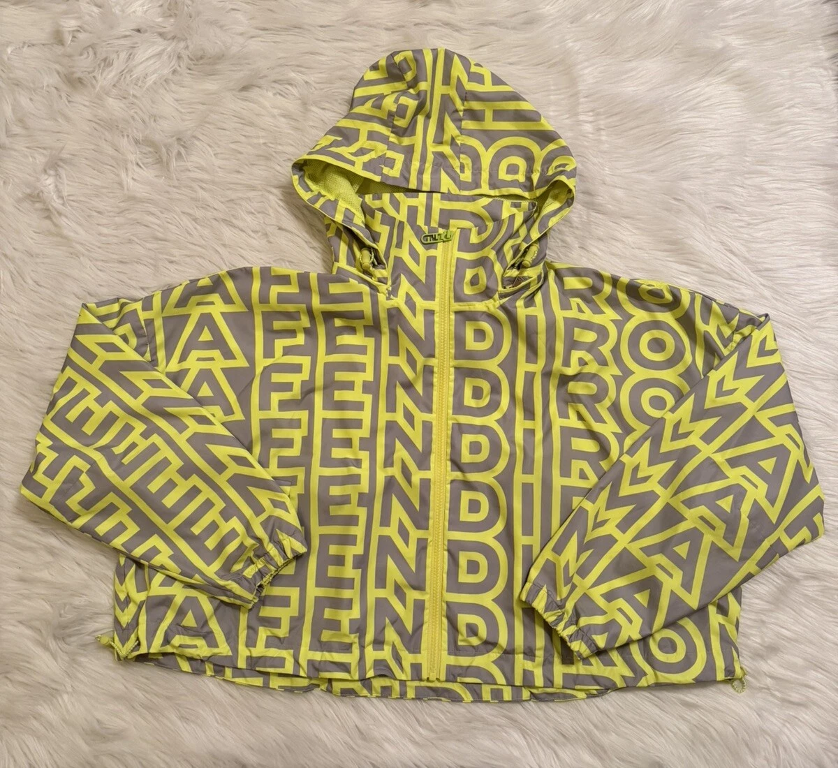 Giacca Fendi By Marc Jacobs Tech Tessuto Tagliato Stampa Monogramma Neon Giallo M