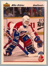 1991-92 UPPER DECK MIKE RICHTER Canada Cup USA HOCKEY CARD #34
