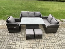 Fimous Rattan Outdoor Garden Furniture Sets Height Adjustable Dining Table Set