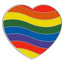 Rainbow Heart Striped Bike Motorcycle Hat Cap Lapel Pin HP6168