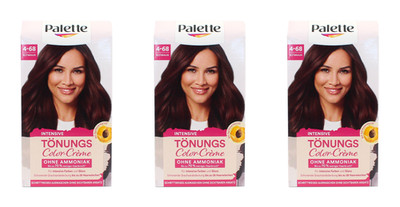 3x Palette Intensive Tönungs Color-Creme Haarfarbe 4-68 Rotbraun EA814316