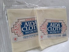 2 NEW AIDA Cloth 14 Count Counted Cross Stitch IVORY 12"x18" Fabric Super Value