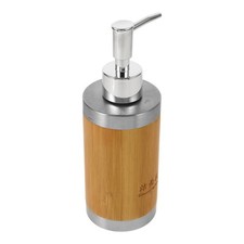 Bathroom Kitchen Bamboo Soap Dispenser Bottle With Plastic Pump