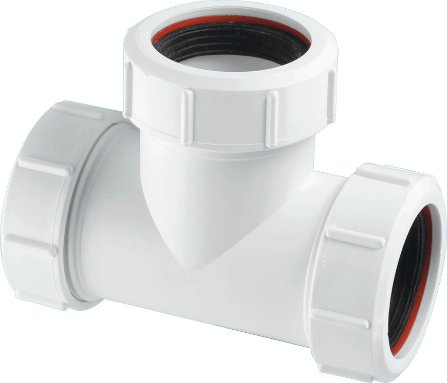 McAlpine V1MX 1.5"" Equal Slip Tee with Universal Connections Standard Fit White