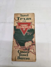 Vintage~Travel Texas with CONOCO~Conoco Travel Bureau Map~1940's-1950's