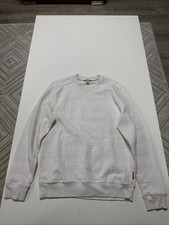 Calvin Klein Men's All Over Logo Crew Neck White Sweater READ Size Medium