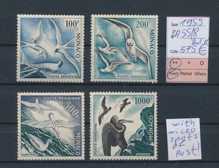 LS95067 Monaco 1955 birds airmail stamps fine lot MNH cv 575 EUR
