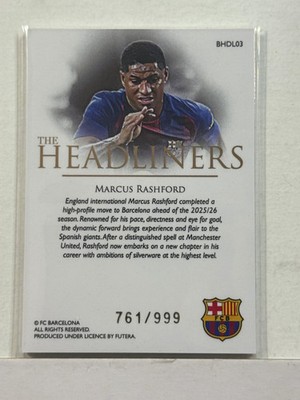 2025/26 Futera Headliners Barcelona #03 Marcus Rashford /999 | eBay