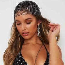 Fashion Rhinestone Mesh Head Scarf Bling Crystal Headband Hair Accessory