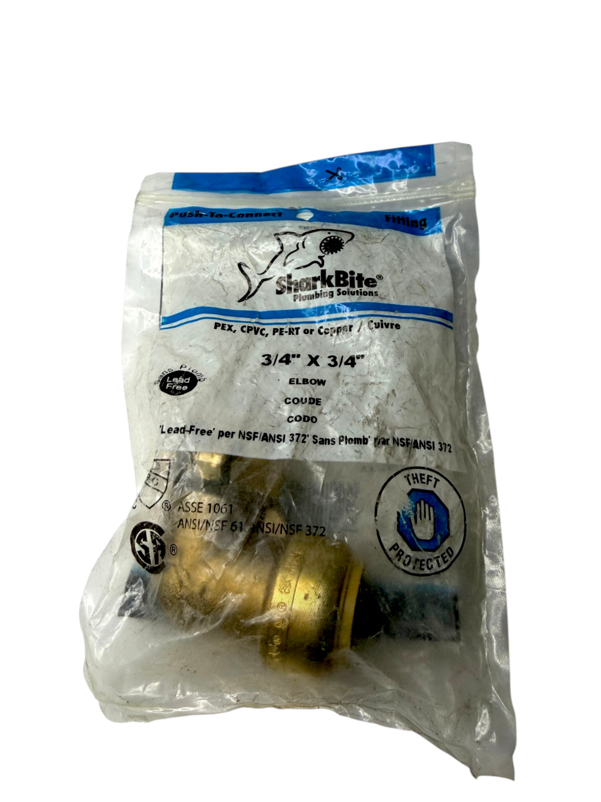 SharkBite 3/4" x 3/4" Push-to-Connect 90° Elbow Brass Plumbing Fitting U256LFA 