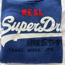 Superdry Vintage Logo Hoodie   Blue Pullover Streetwear Medium