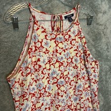 Chaps Women Floral Print Halter Midi Dress 2XL Plus Garden Party Colorful Summer