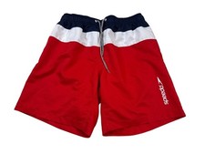 Speedo Mens Medium Swim Trunks Red/White/Blue Colorblock Mesh Liner NN515