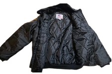 NEW First Class Security Bomber Jacket Black Quilted Puffy Patch Size Small