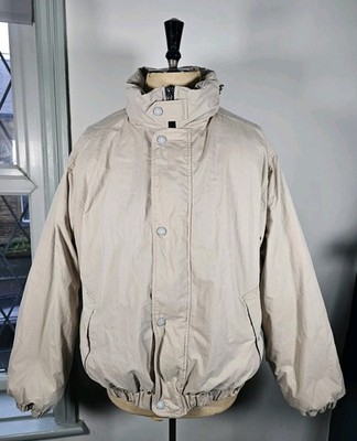 Vintage Eddie Bauer Gänsedaunen Puffer Bomberjacke Herren XL Tall Beige Retro