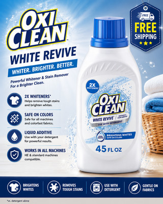 OxiClean White Revive Whitener & Stain Remover Liquid Additive, 45 fl oz