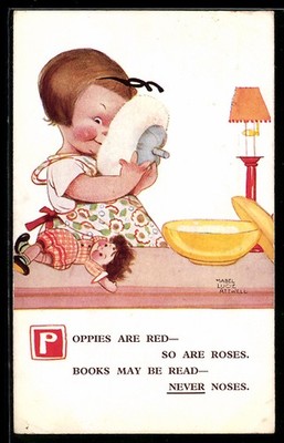 Künstler-AK Mabel Lucie Attwell: Poppies are red- so are roses, Books may be re 