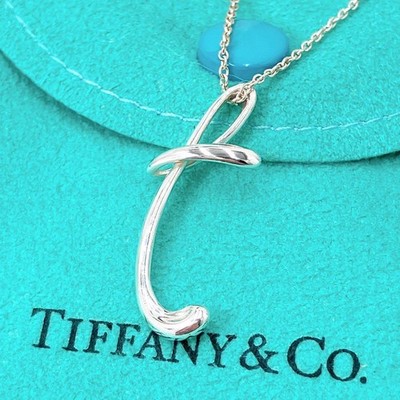 Tiffany Co Vintage Initial T Necklace Silver 925 Letter Pendant