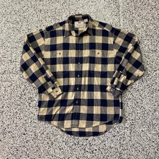 Vintage 90s Levis Mens Large Flannel Collared Button Shirt Blue Plaid Cotton