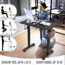  100 x 60 cm Electric Standing Desk with Wheels & Memory Preset, Black | Height  — image 4