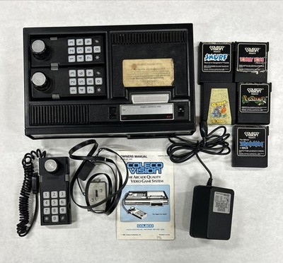 Coleco Vision Game Console Parts/Repair w/games and extra controller (UNTESTED)