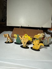 8 Celluloid Japan Animal Figures Place Card Holders Tiger Parrot Cake Toppers