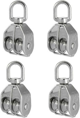 4 Pack Stainless Steel Wire Rope Crane Double Pulley Block M15 Lifting Crane
