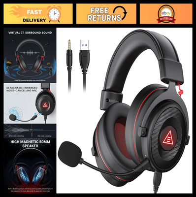 USB Gaming Headset with 7.1 Surround Sound, Noise Cancelling Mic, 50MM Drivers -
