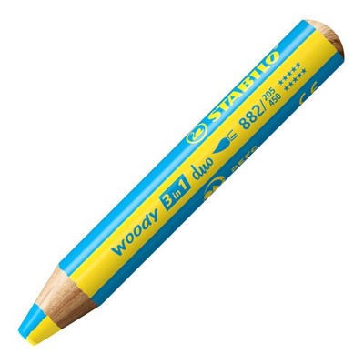 STABILO Multi-Talented Potlood woody 3 in 1 duo - Geel/Cyaan Blauw - 1 Stuk