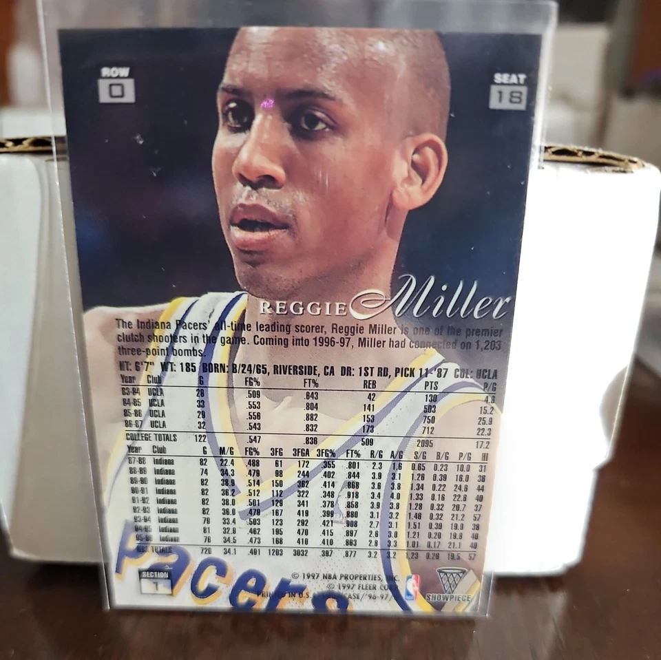 Reggie Miller 1996-97 - escaparate estilo fila 0 asientos 18 - ¡raro! Foto 2 de 2