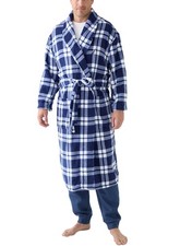 Nautica Men's Shawl Collar Soft Feel Plaid Robe Blue Depths- One Size