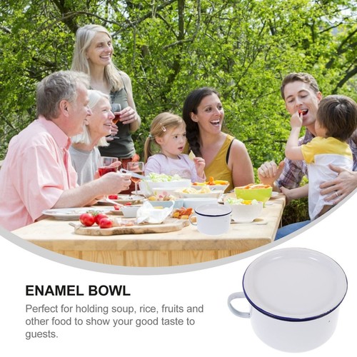Enamel Instant Noodle Bowl - High Capacity, White, Suitable for Food, Dessert... - Picture 5 of 9