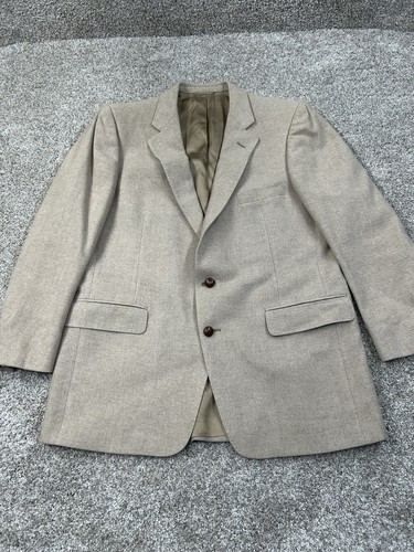 Hardy Amies, Hardy Amies 100% Cashmere Blazer Tan Mens 42-44R Savile Row Vintage Jacket