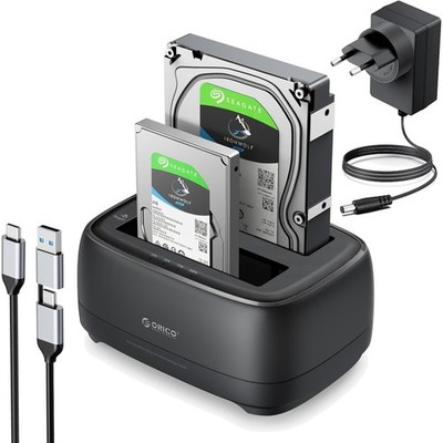 Festplatten Docking Station USB 3.2 SSD HDD Klon 2x 20TB offline