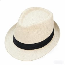 Giroir Straw Fedora Hat for Men Panama Sun Hat for Summer Medium Milk White