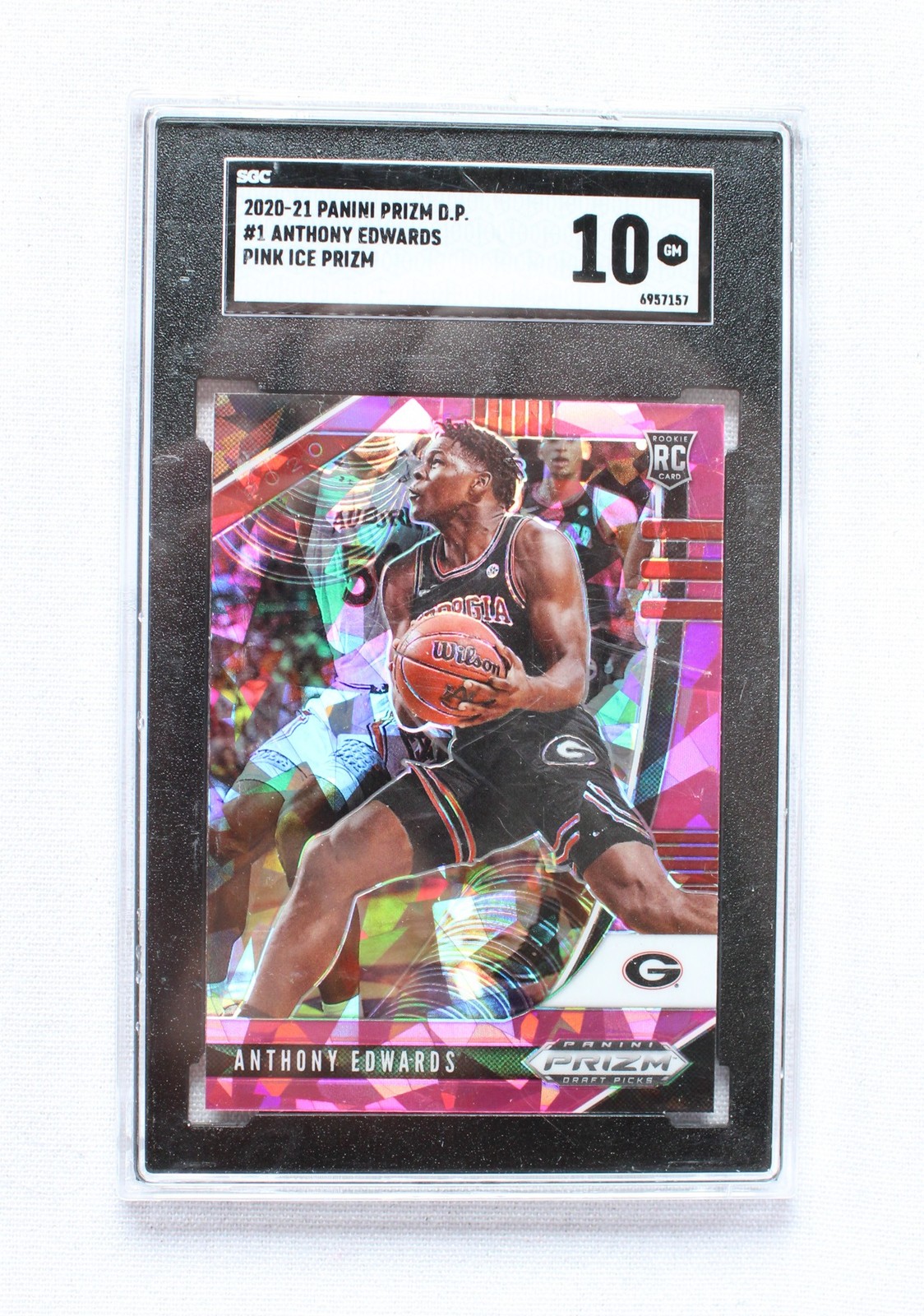 2020-21 Panini Prizm GA Bulldogs Anthony Edwards #1 JL3 Pink Ice Gem Mint SGC 10