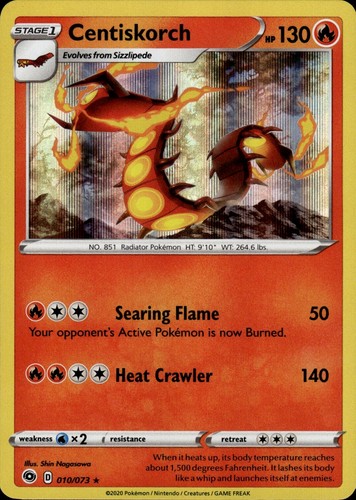 Centiskorch Holo Rare Champion's Path 10/73 Fire Holo Pokemon Card