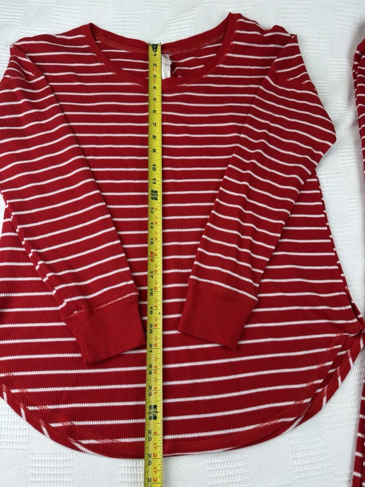 Gilligan O’Malley Womens Holiday Christmas Pajama Set Red White Striped Large - Image 2 of 4