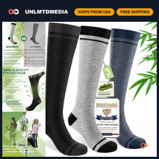 Compression Knee High Socks for Men Women, 15-20 mmHg, Bamboo Viscose, Travel