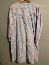 Lanz Of Salzburg Nightgown Womens Medium Blue Floral Flannel Cottagecore READ